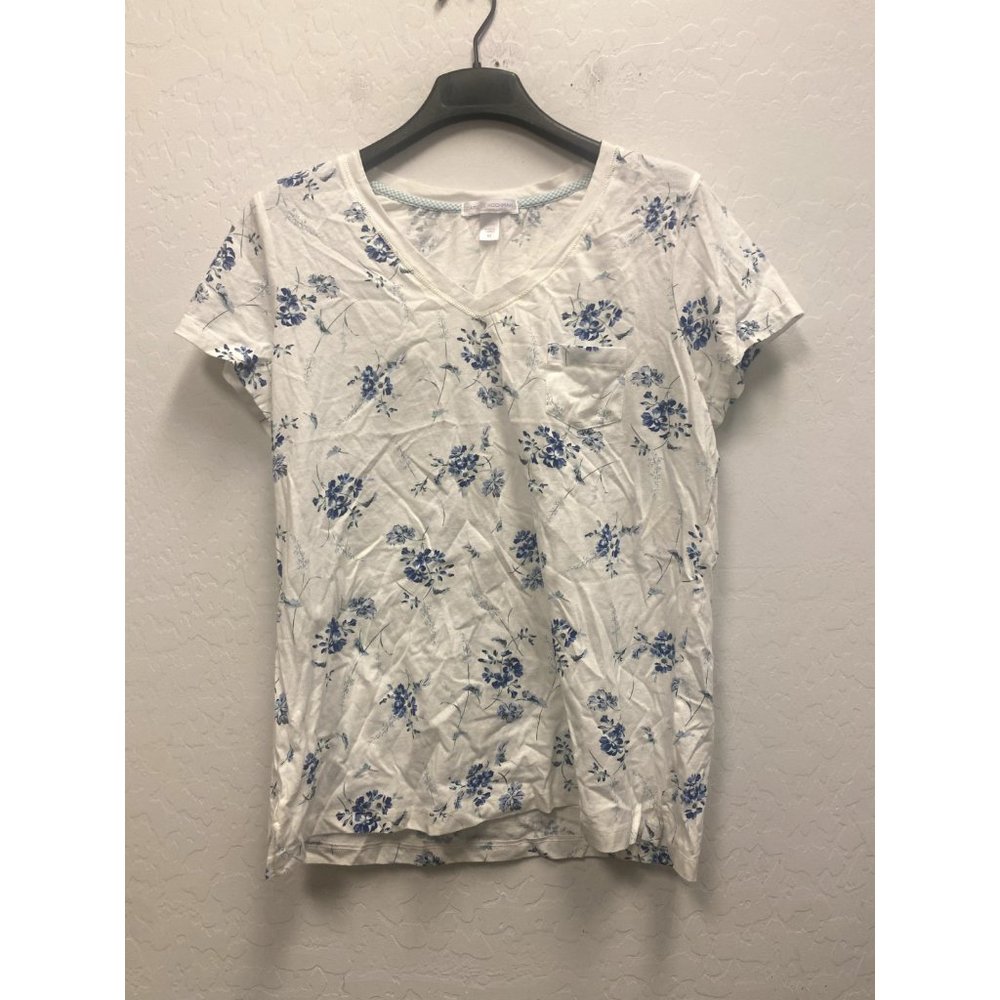 Carole Hochman Women's White Floral Pajama Top size M